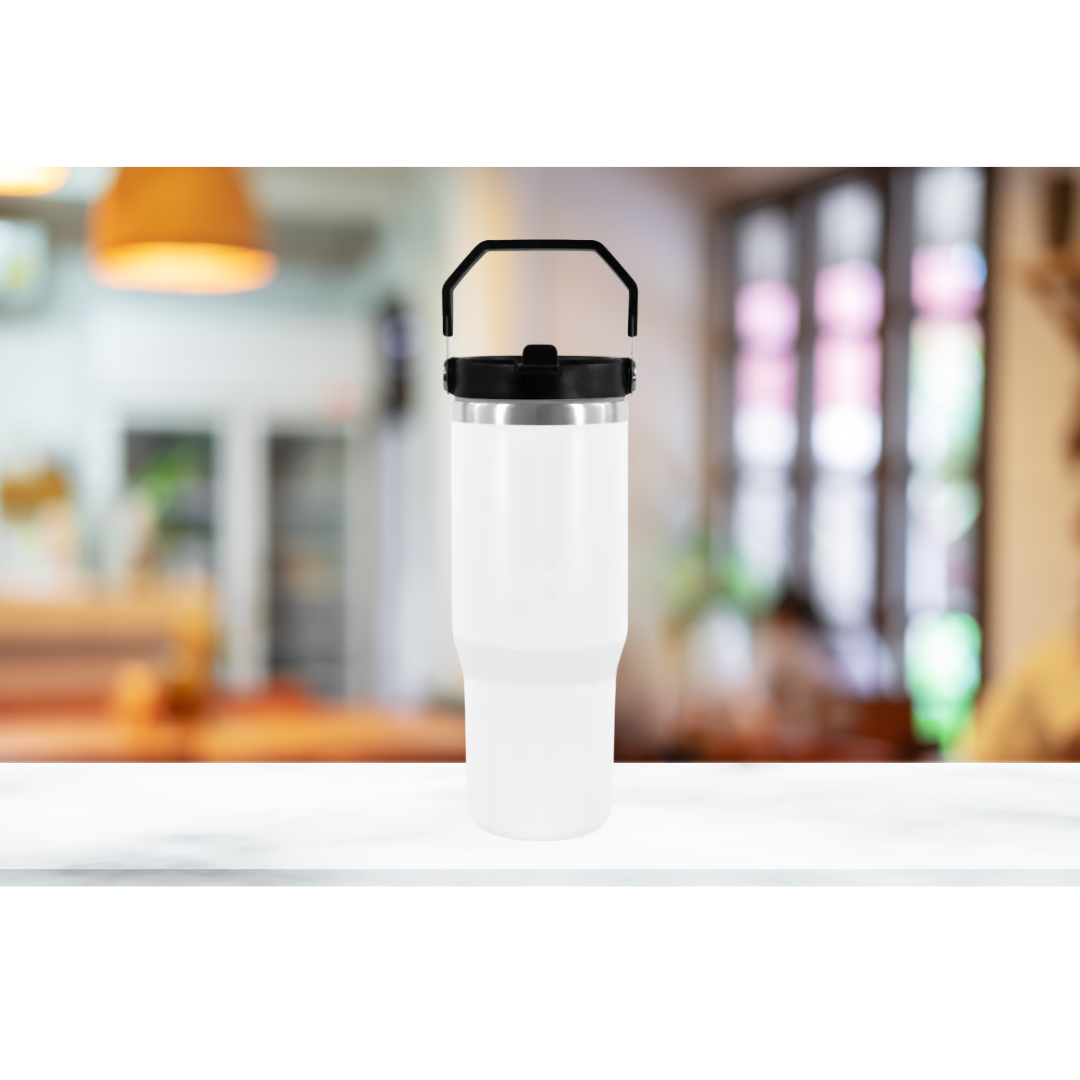 30oz Matte Handled Flip Top Sublimation Tumbler
