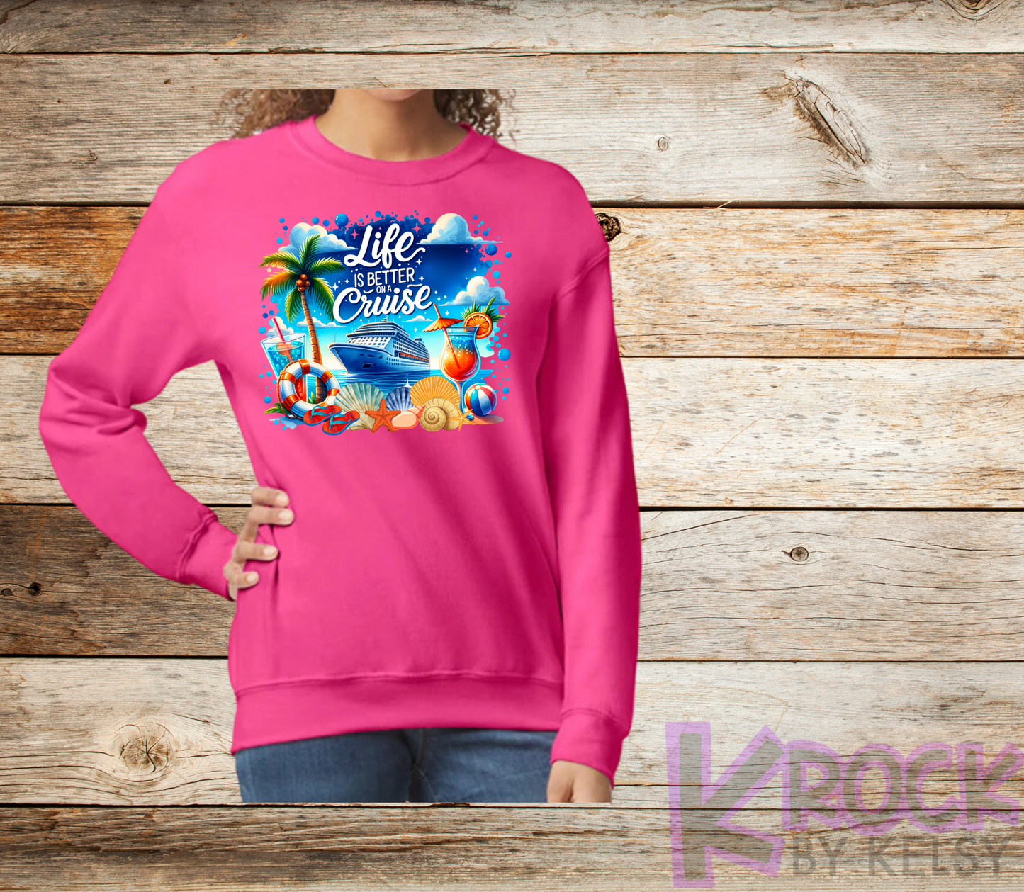 Life Is Better On A Cruise - Adult Unisex 50/50 Fleece Crew