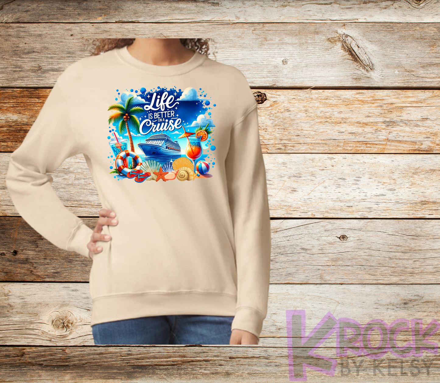 Life Is Better On A Cruise - Adult Unisex 50/50 Fleece Crew