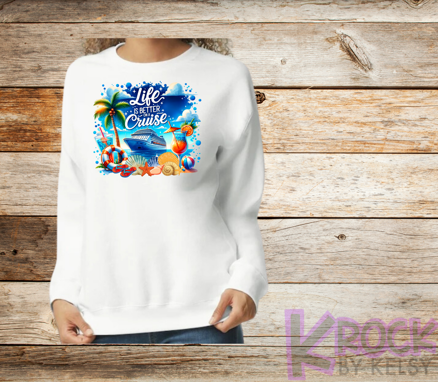 Life Is Better On A Cruise - Adult Unisex 50/50 Fleece Crew