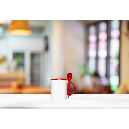 11 oz Customizable Ceramic Mugs w/ Stiring Spoon