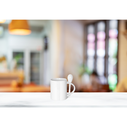 11 oz Customizable Ceramic Mugs w/ Stiring Spoon