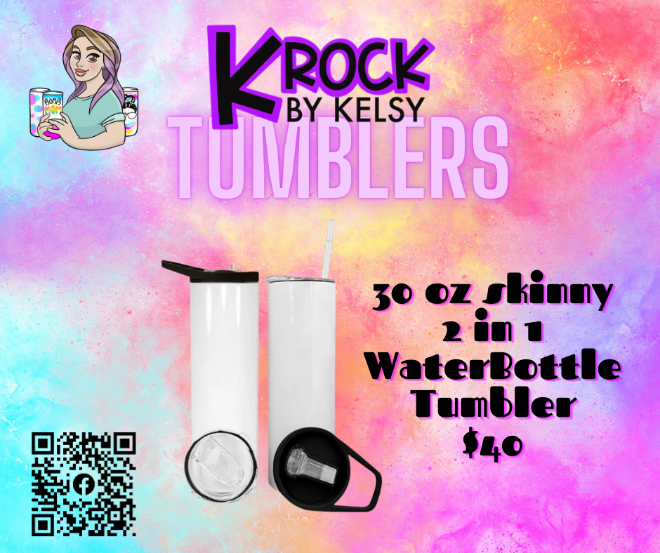 30oz Skinny 2-in-1 Sublimation Water Bottle Tumbler