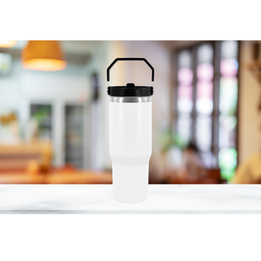 30oz Matte Handled Flip Top Sublimation Tumbler